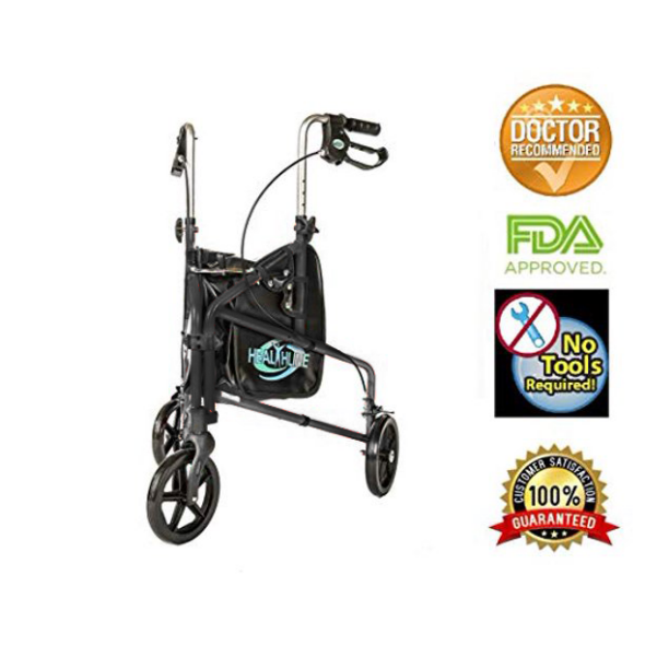 3-wheel-rollator-walker-with-basket-tray-and-pouch-medical-walker-mobility-folding-rollator-three-wheel-walker-lightweight-aluminum-rollator-for-seniors-elderly-adults-disabled-black