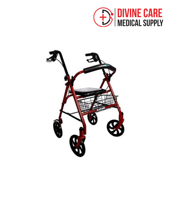 walker-rollator-with-75-four-wheels-fold-up-removable-back-support-red